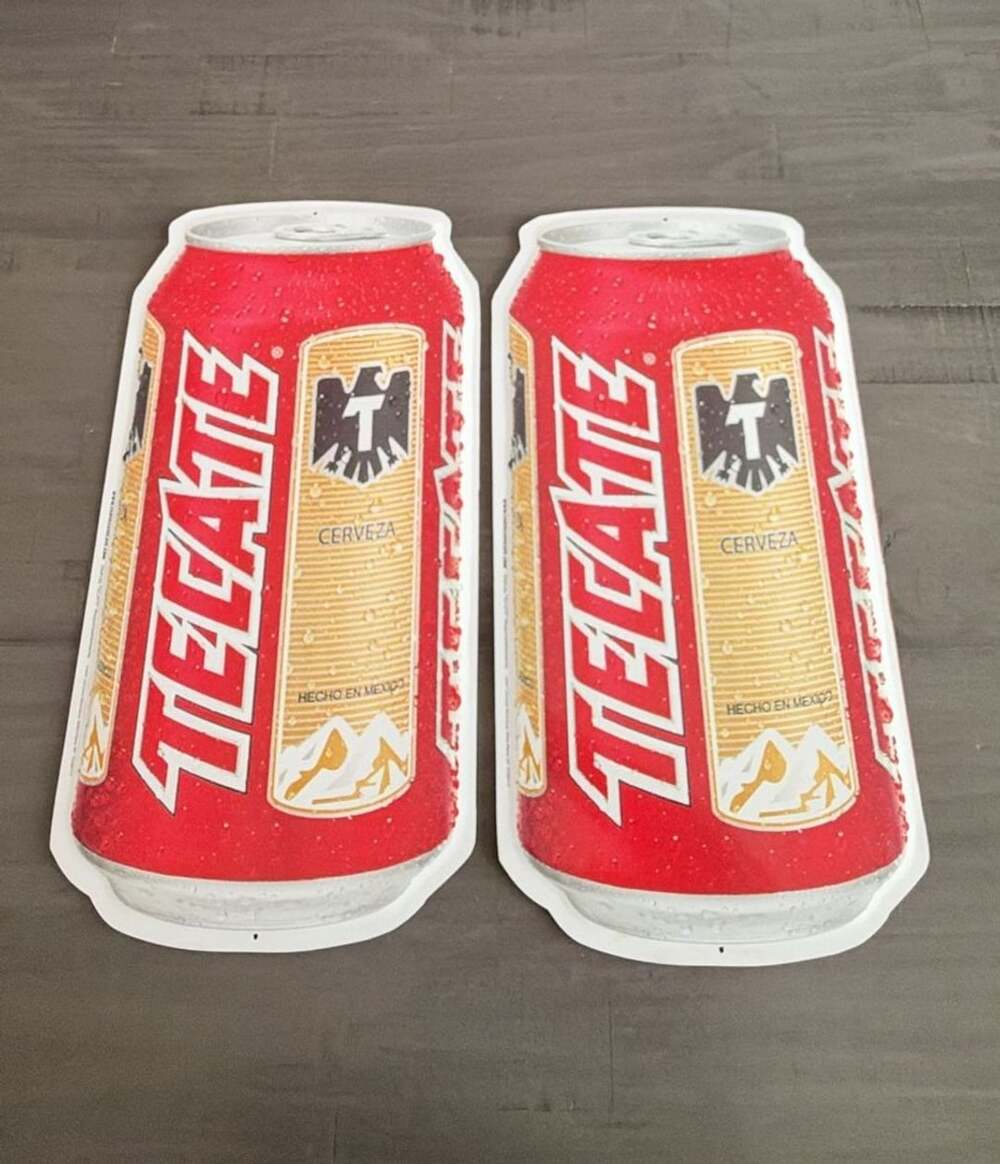 Tecate Beer Can Metal Sign Lot of 2